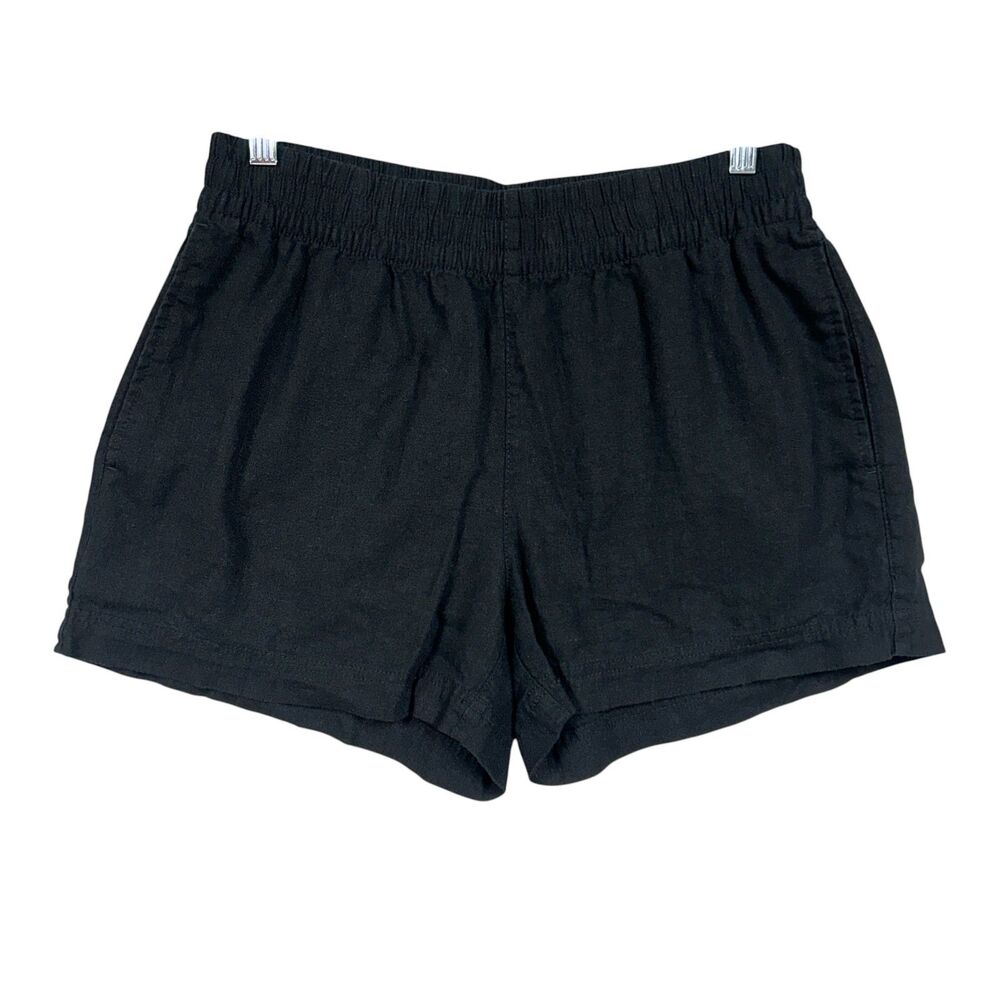 Old Navy Comfort Waistband Linen Blend Pull On Shorts Sz M Black